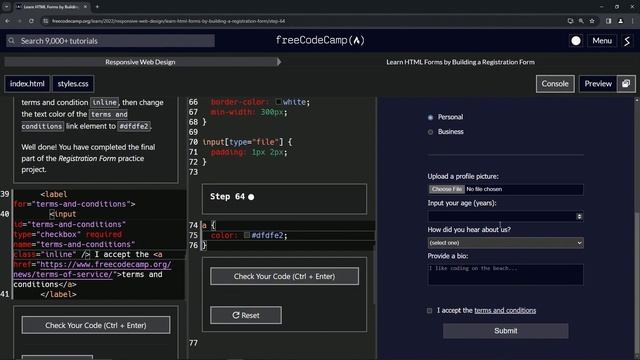 (ARCHIVED) Learn HTML Forms by Building a Registration Form - Step 64