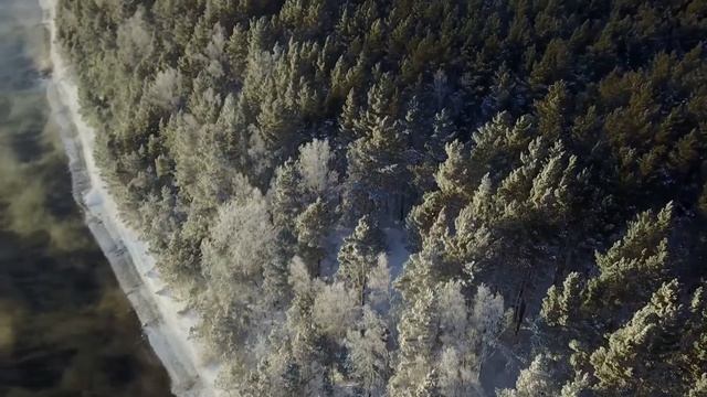 Парящий Енисей зимой. Горы и лес по дороге в Дивногорск смотреть онлайн