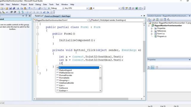 C#.Net | Windows form application | C Sharp Program 06 | Find the Biggest Number from two Numbers