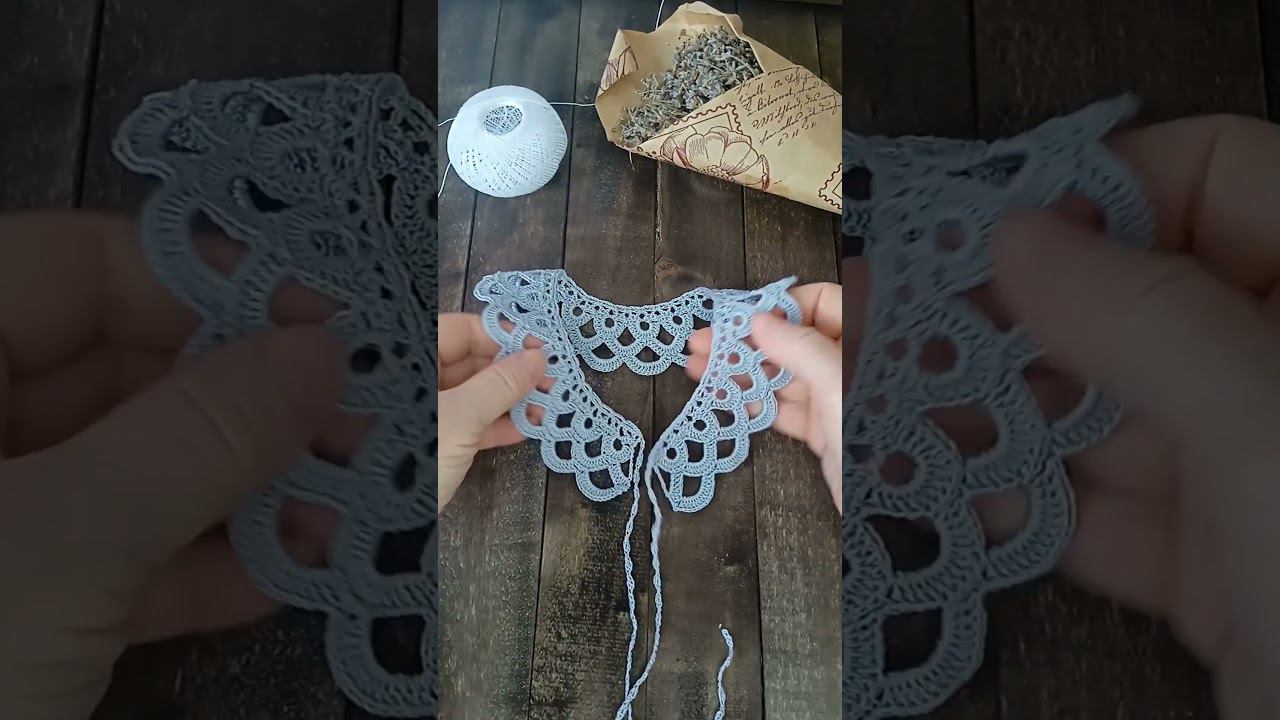 Кружевной воротничок #салфеткакрючком #воротниккрючком #вязаниекрючком