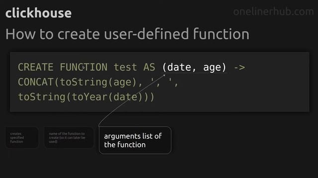 How to create user-defined function #clickhouse