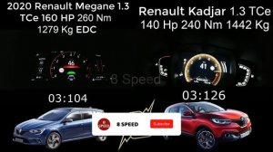 Renault Kadjar 1.3 TCe 140 Hp VS Renault Megane 4 1.3 Tce 160 Hp 0-100 Race