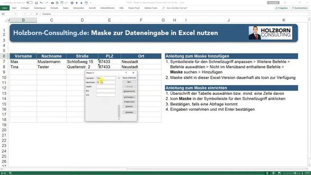 #034 Maske zur Dateneingabe in Excel nutzen - nur mit Formeln und ganz ohne VBA [Excel Tipp] смотреть онлайн