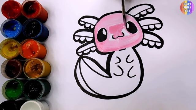 Axolotl drawing and coloring Pokemon in real Life How to draw and color for kids, Toddlers смотреть онлайн