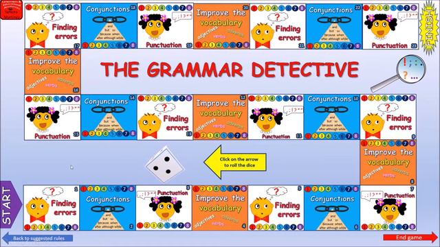 THE GRAMMAR DETECTIVE  BOARD GAME - Ideal for English lessons - KS1/Lower KS2 (ages 5 to 9)
