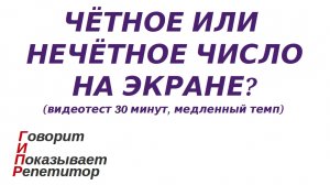 ГИПР - Чётное или нечётное число на экране, видеотест 30 минут, медленный темп