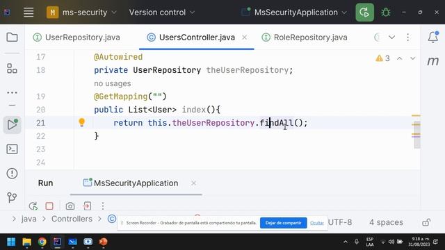 14. Implementación Controladores Spring Boot - Microservicio Seguridad смотреть онлайн