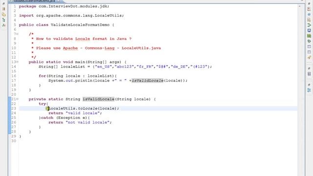 HOW TO VALIDATE LOCALE FORMAT JAVA DEMO смотреть онлайн