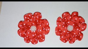 Бантики в горошек из репсовой ленты шириной 4 см