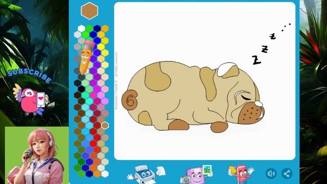 Easy Coloring Bulldog Sleeping ll step by step coloring for kids