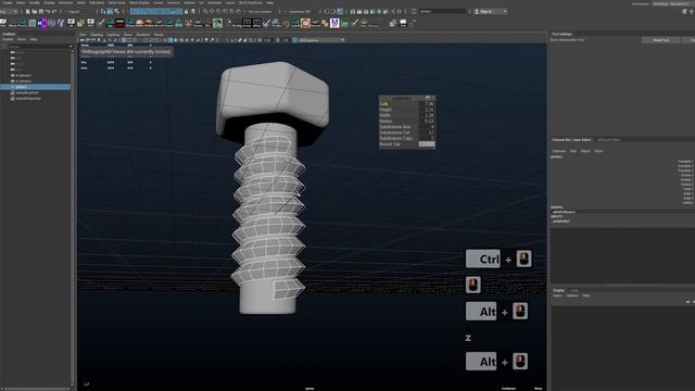 Maya&zBrush Урок 79. Делаем болт с резьбой в Maya и zBrush.