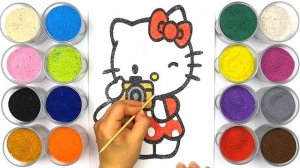Раскраска для детей Hello Kitty. Рисование песком.