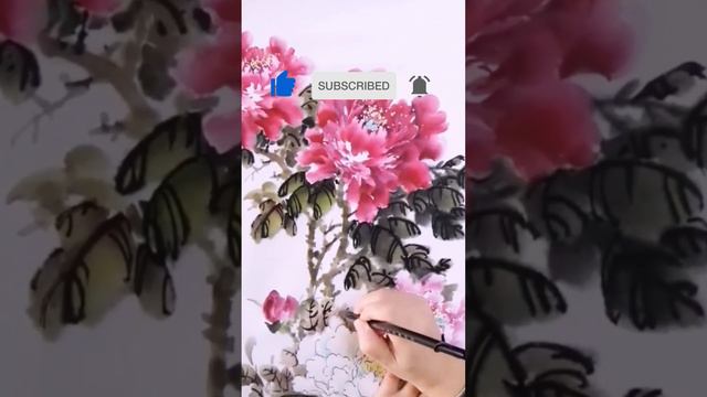 中国画教学_牡丹花的画法_How to paint peony flowers