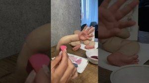МК как сделать куклу реборн самому, слой цветом баклажан, делаем мраморность