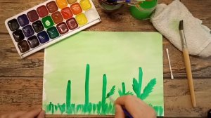 Рисуем Одуванчики. Рисунок для детей. Одуванчики красками.