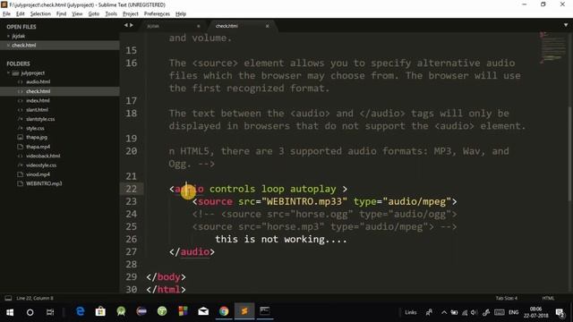 Programming Tip Of The Day #15: HTML5 Audio Tag Hindi | Audio Tag in HTML in Hindi