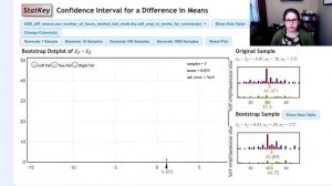 Bootstrap approach for a confidence interval of a difference in means (6.4CI video 2 of 2)