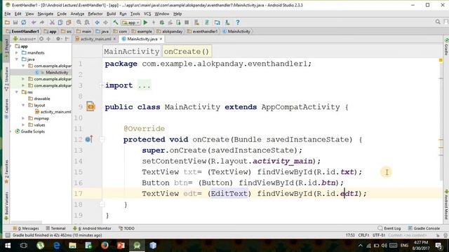 Android tutorial in hindi lec-8 (event handling in android) смотреть онлайн