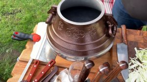 Томлёные щи в афганском казане