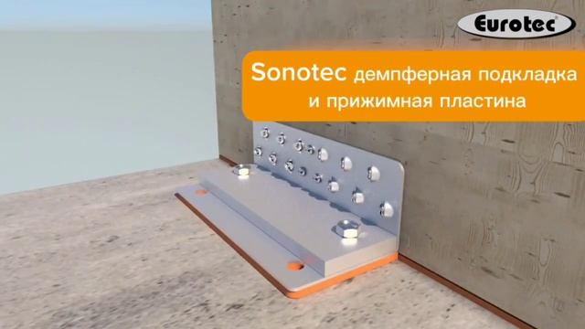 Пример монтажа CLT панелей с помощью угловых соединителей и демпферной подкладки