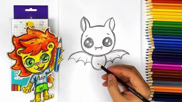 Как нарисовать ЛЕТУЧУЮ МЫШЬ - просто рисуем няшки смотреть онлайн