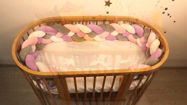 Круглая кроватка трансформер в натуральном деревянном цвете.IngVart. смотреть онлайн