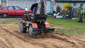 Ровняем песок мотоблок штенли 1900