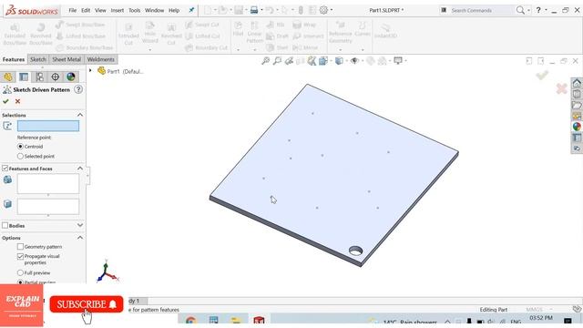 SOLIDWORKS TUTORIALS 2022 | SKETCH DRIVEN PATTERN IN SOLIDWORKS | SOLIDWORKS 2022 EDUCATION | CAD |