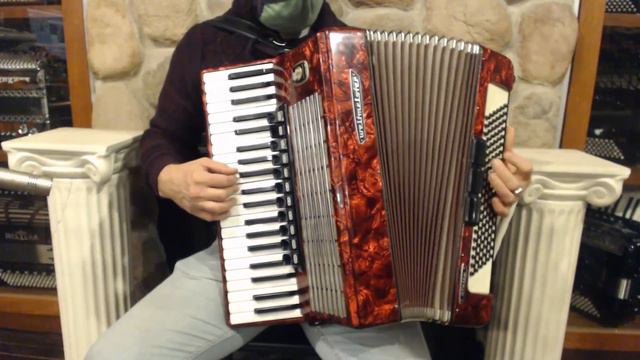 6018 - Red Weltmeister Stella Piano Accordion LMMH 41 120 $1199 смотреть онлайн