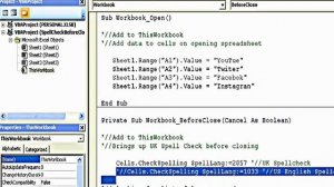 VBA EXCEL Spell Check on Close