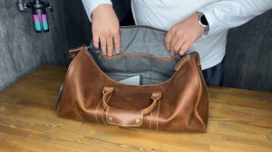 Обзор дорожной спортивной сумки из натуральной кожи Crazy Horse китайского производителя NZPJ