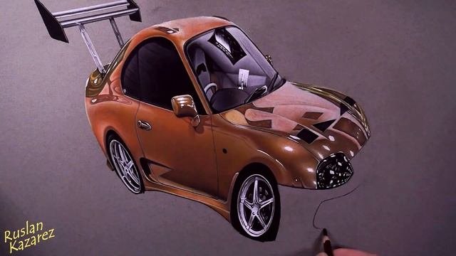 TOYOTA SUPRA 3D DRAWING (realistic Car Drawing With Pencil)
