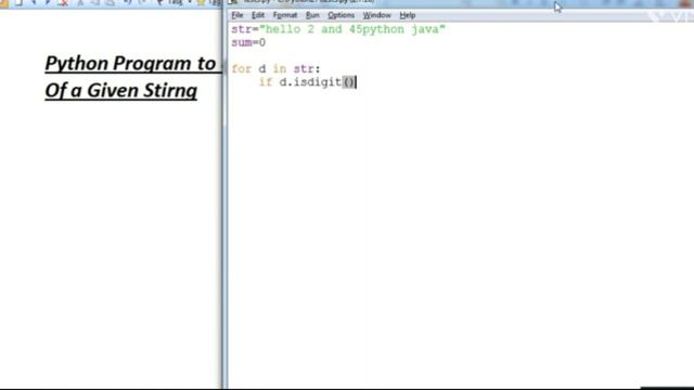 Python: Compute Sum of digits of a given String , python program
