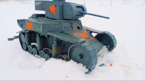 МС-1 танк из пластилина | имитация обстрелом