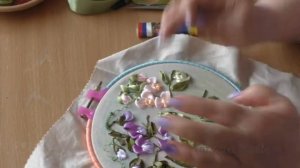 Душистый горошек вышивка лентами часть 2/Sweet pea ribbon embroidery