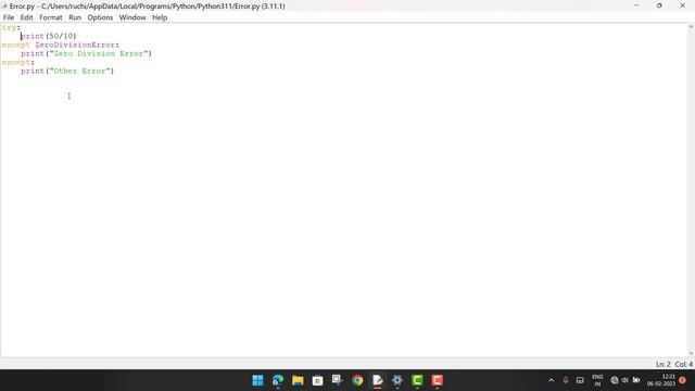 1. Error and Exceptional Handling - Handling Syntax and Indentation Error