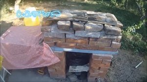 Мангал своими руками.Стол и плита.Всего 100 кирпичей и старая дверь.