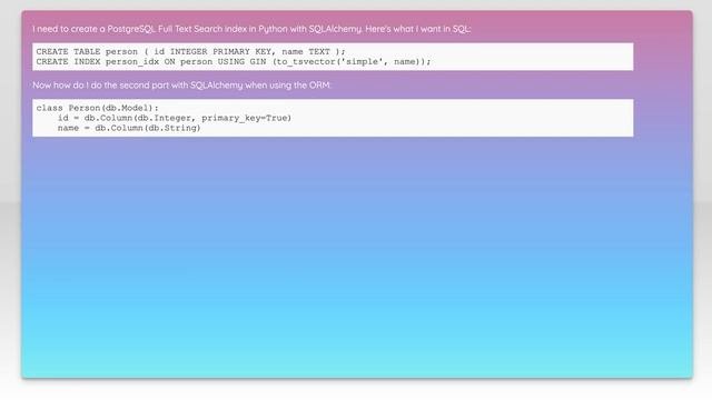 Create a Full Text Search index with SQLAlchemy on PostgreSQL
