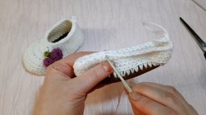Пинетки, детские тапочки на теплой подошве. Вязание крючком