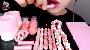 АСМР РОЗОВЫЕ ДЕСЕРТЫ СЪЕДОБНЫЕЫСТРЕЛЫ ЖЕЛЕ, ЛИСТОВОЕ ЖЕЛЕМУКБАНГ