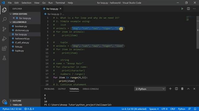 #8 PYTHON FOR LOOP for Beginners | Python Iterator | Python for loop syntax | For loop in Python 3