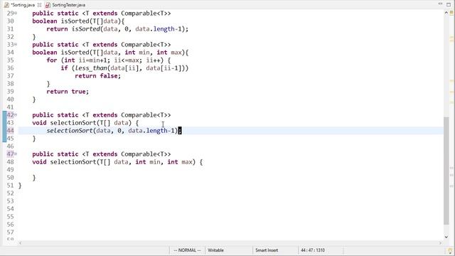 Sorting in Java 1: Writing Sorting Methods & Selection Sort