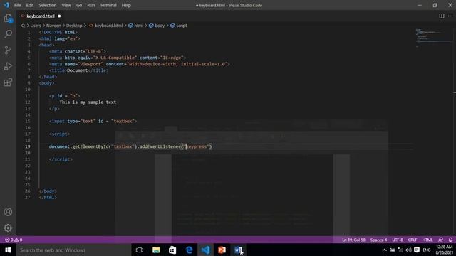 Learn to use keyboard events in JAVA script. Urdu / Hindi смотреть онлайн