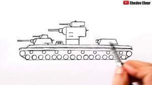 Как нарисовать Танк КВ-6 | Ахадов Эльнур