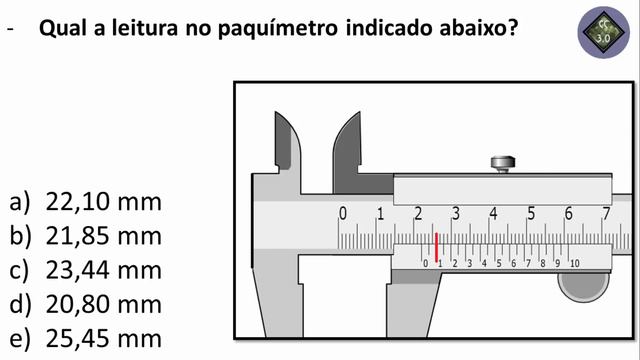 Leitura Paquímetro 0,05 mm (Quiz) Técnico em Mecânica