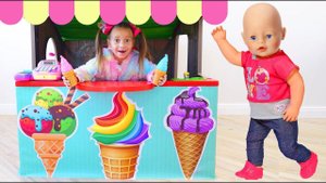 София играет в магазин мороженого! Sofia Pretend play ice cream shop