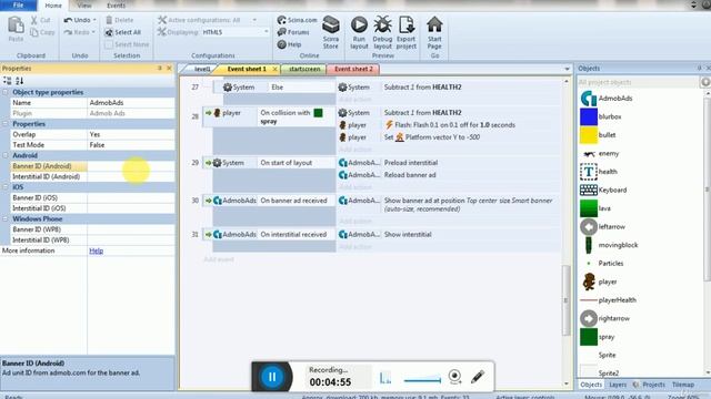 3  adding ads or admob in construct 2 Game Development Course: Learn to Create Your Own Games