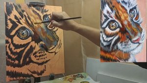 ?Как рисовать тигра/ Портрет маленького Тигрёнка маслом/живопись/ Марина Бердник