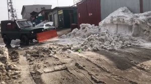 Отвал на УАЗ чистим снег