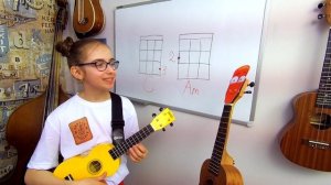 Алиса и Квадроух дают 7 урок для детей по игре на укулеле в студии "Просто Укулеле". Мажор и минор.